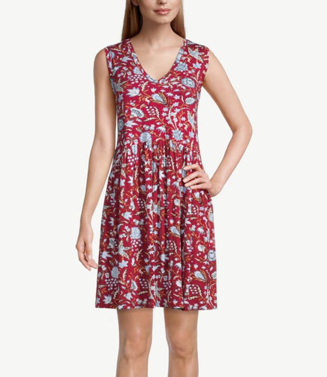 Petite Floral V Neck Swing Dress [ 1115 x 968 Pixel ]